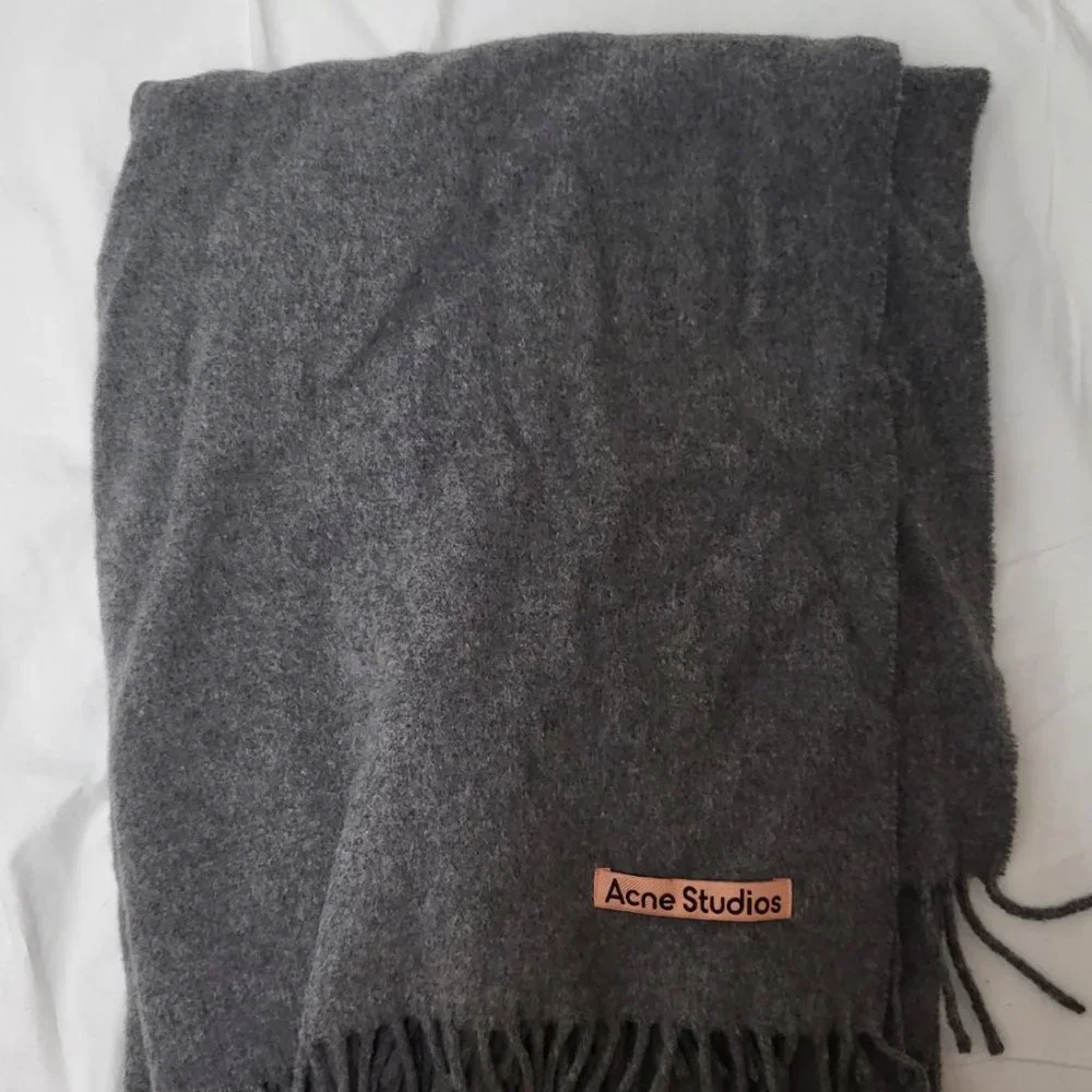 Acne wool scarf oversized - Grey melange - Picture 3 of 4